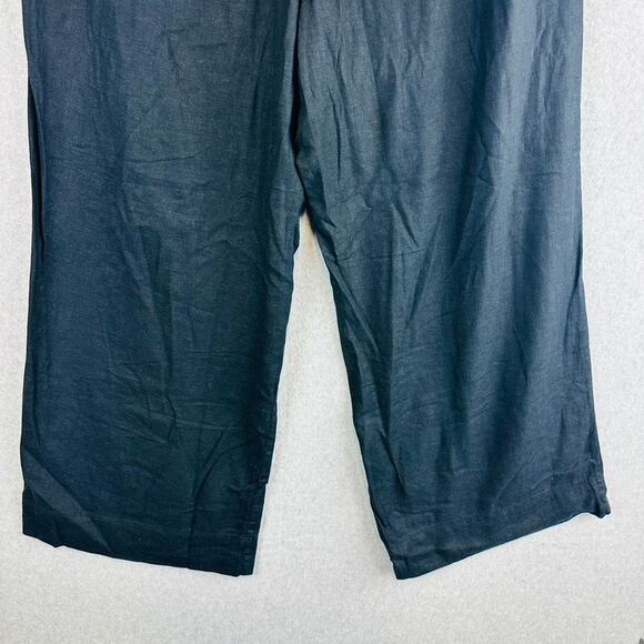 New Sonoma Womans Sz XL Pants Wide Leg Linen Blend Pockets Black Belted NWT - Picture 6 of 10